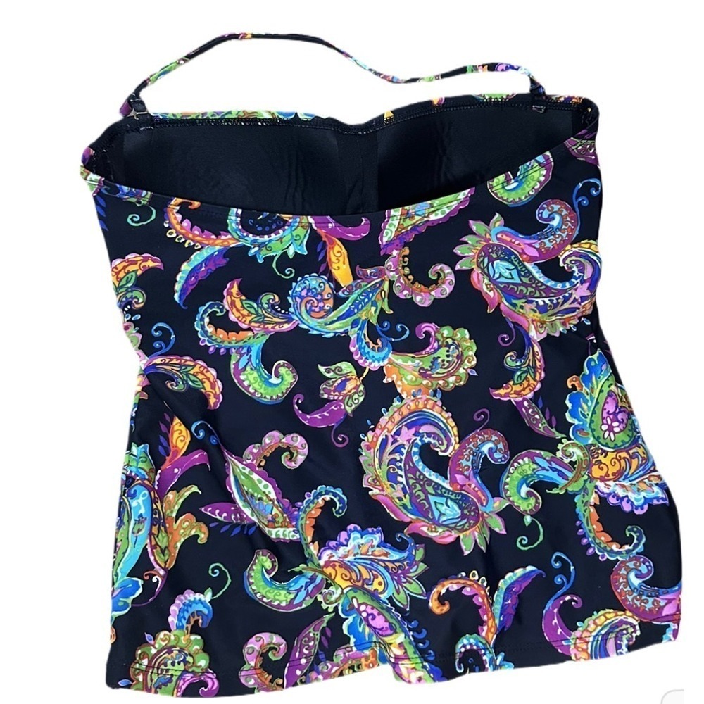 Vintage Mod Paisley Summer Halter Top Twisted Bustier Built In Bra Size 12 - Picture 2 of 4